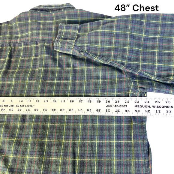 Bass Pro Shops Button Up Shirt Green Plaid Casual long-sleeve Flannel Size XL - Picture 9 of 11